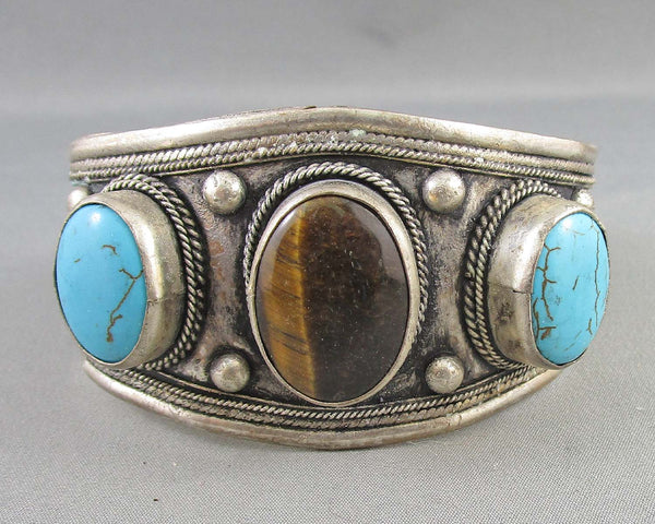 Howlite & Tiger Eye Gemstone Bangle (Vintage) B020-6