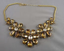 Gold Tone Rhinestone Statement Necklace Vintage H115-22