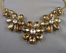 Gold Tone Rhinestone Statement Necklace Vintage H115-22