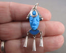 RARE!  Sleeping Beauty Turquoise Pendant 950 Sterling Silver (Vintage) H115-23