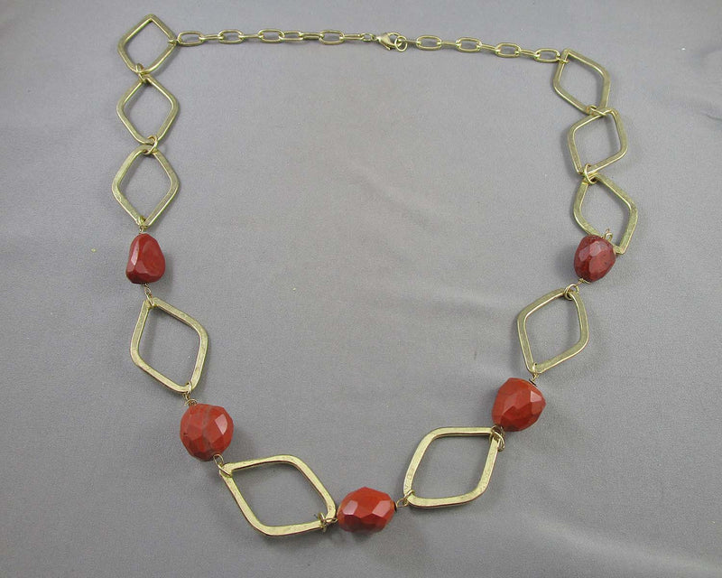 Red Jasper Gemstone Necklace (Vintage) H004-16
