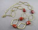 Red Jasper Gemstone Necklace (Vintage) H004-16