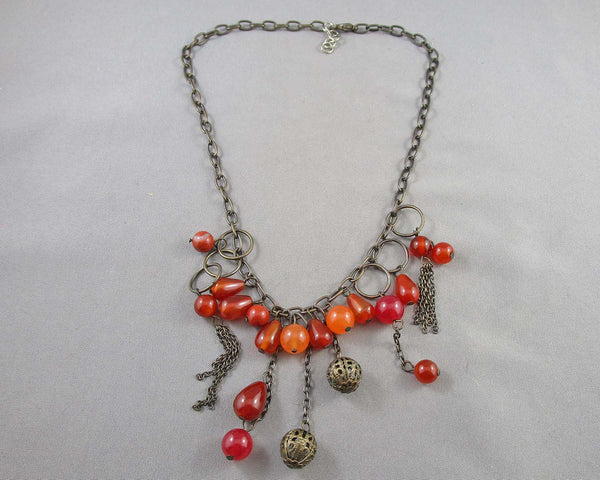 Carnelian Gemstone Necklace (Vintage) H004-23
