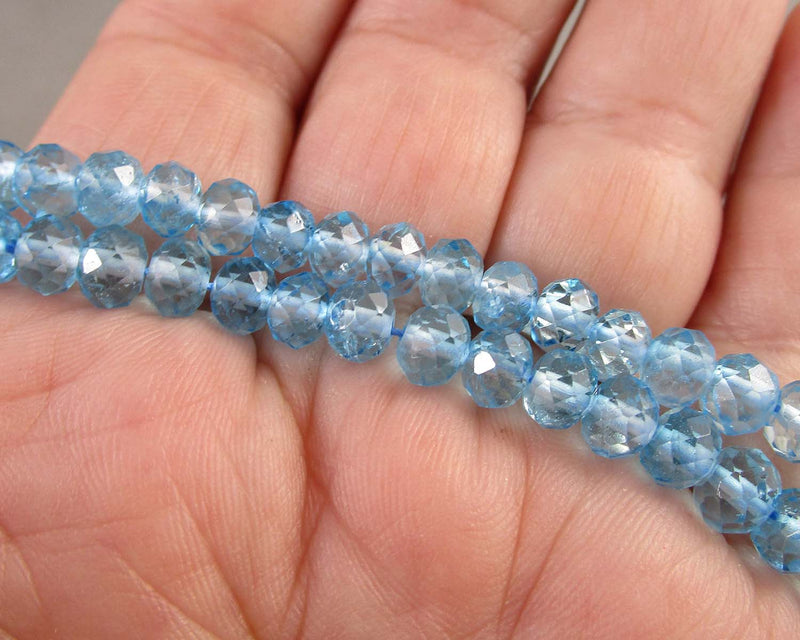 Blue Topaz Faceted Rondelle Beads C031