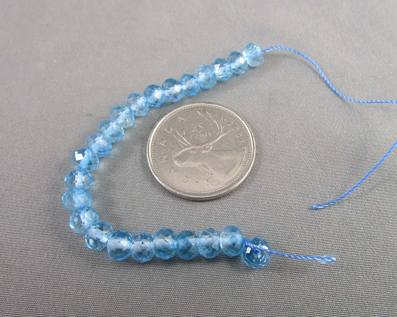 Blue Topaz Faceted Rondelle Beads C031