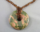Unakite Pendant Necklace (Vintage) H118-14