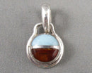 Amber & Larimar Gemstone Pendant 925 Sterling Silver (Vintage) H118-17