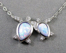 Opal Sea Turtles Pendant Necklace 925 Sterling Silver H118-23