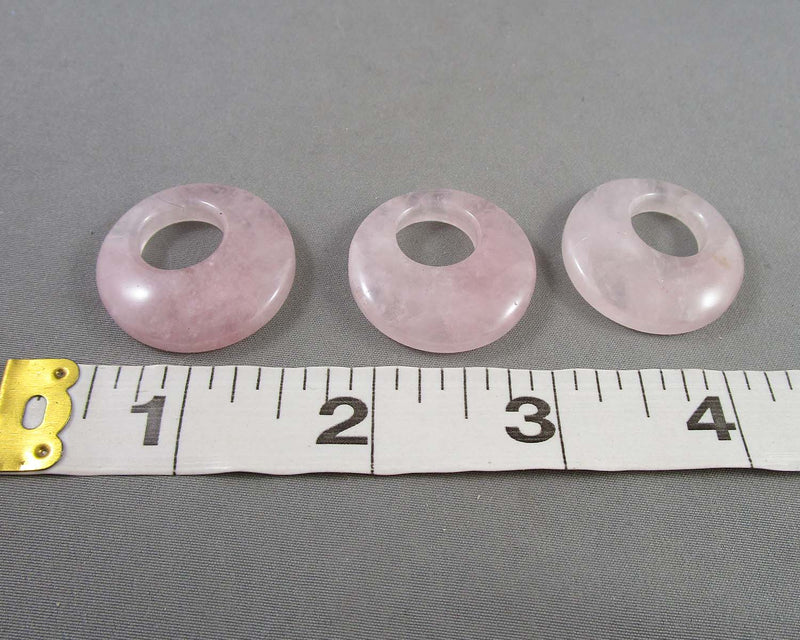 Rose Quartz Donut Bead Pendant 1pc C593