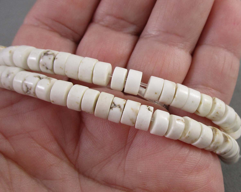 White Howlite Heishi Beads 6x3mm E006