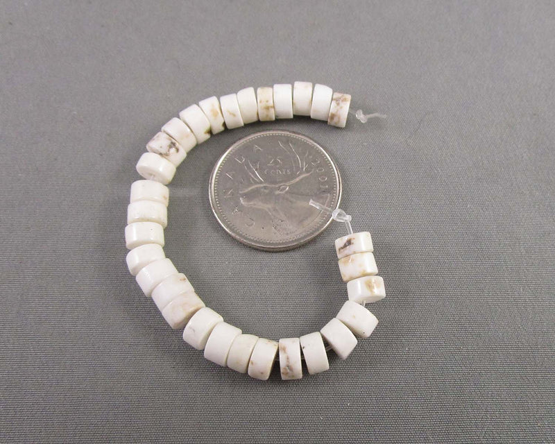 White Howlite Heishi Beads 6x3mm E006