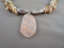 Quartz & Shell Gemstone Pendant Necklace (Vintage) H124-1