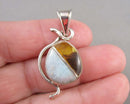Amber & Larimar Gemstone Pendant 925 Sterling Silver (Vintage) H124-2