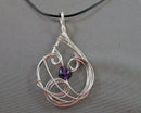 Amethyst Crystal Pendant Necklace (Vintage) H013-20