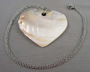 Abalone Shell Gemstone Heart Pendant Necklace (Vintage) H124-10