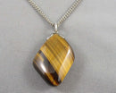 Tiger Eye Gemstone Pendant Necklace (Vintage) H124-12
