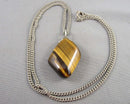 Tiger Eye Gemstone Pendant Necklace (Vintage) H124-12