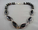 Black & Silver Tone Statement Necklace Vintage H124-17