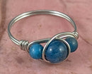 Blue Apatite Wire Wrapped Ring 1pc (Custom Sizes)