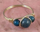 Blue Apatite Wire Wrapped Ring 1pc (Custom Sizes)
