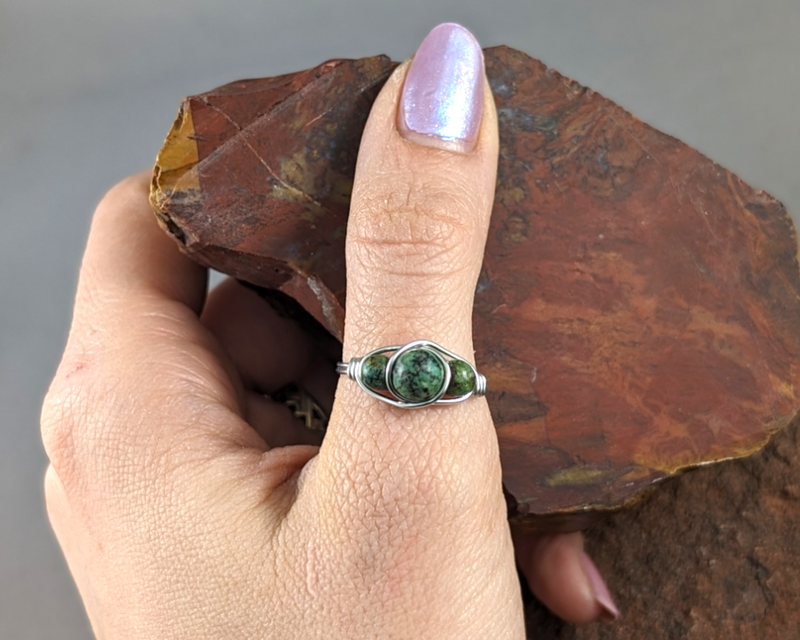 African Turquoise Wire Wrapped Ring 1pc (Custom Sizes)