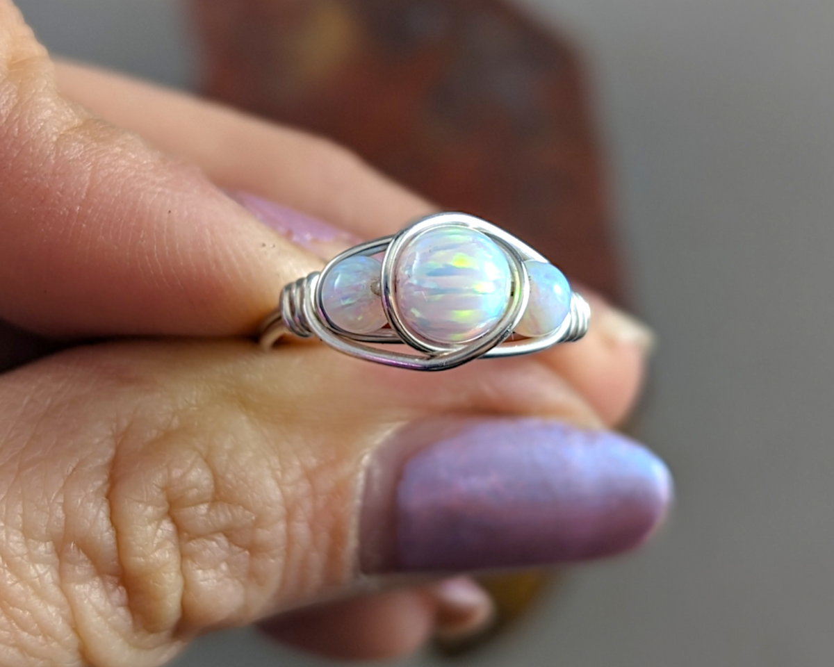 Opal Wire Wrapped Ring 1pc Custom Sizes