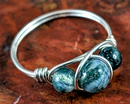 Moss Agate Wire Wrapped Ring 1pc (Custom Sizes)