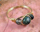 Moss Agate Wire Wrapped Ring 1pc (Custom Sizes)