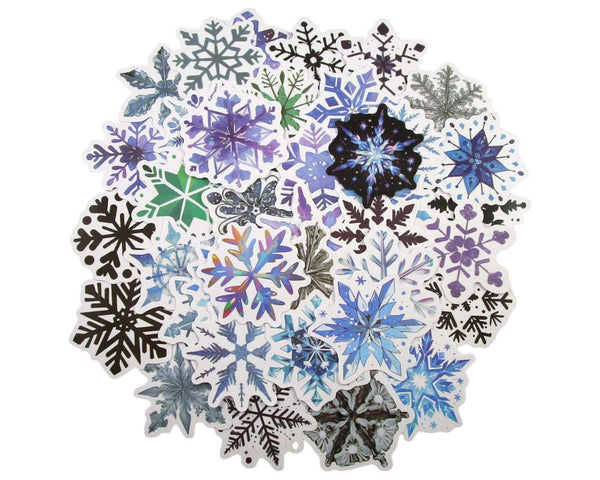 Winter Snowflakes Sticker Pack - Waterproof PVC Stickers 50pc E080