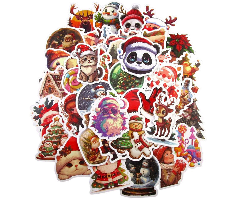 Christmas Sticker Pack - Waterproof PVC Stickers 50pc E079