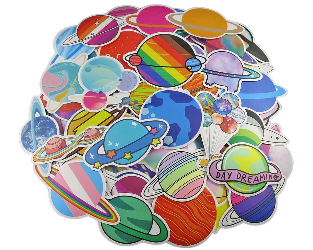 Planets Sticker Pack - Waterproof PVC Stickers 50pc J111
