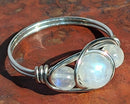 Rainbow Moonstone Wire Wrapped Ring (Custom Sizes)