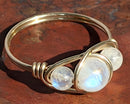 Rainbow Moonstone Wire Wrapped Ring (Custom Sizes)
