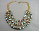Tiger Eye & Magnesite Gemstone Necklace (Vintage) H003-4