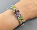RARE!  Multi Gemstone Bracelet Solid 925 Sterling Silver (Vintage) H095-23