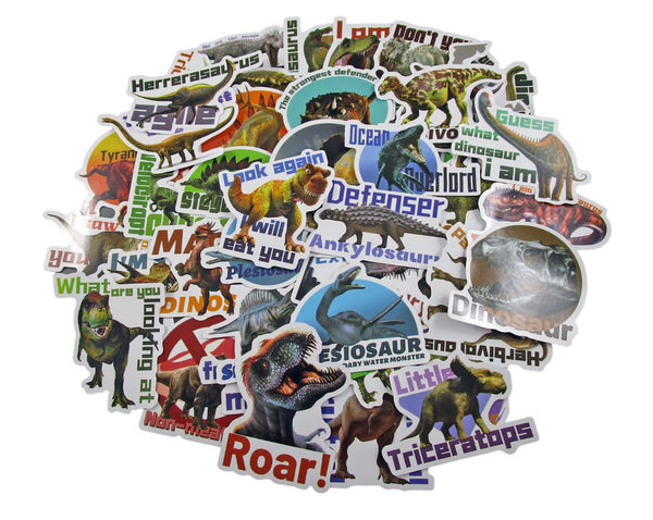 Dinosaur Sticker Pack - Waterproof PVC Stickers 50pc J247