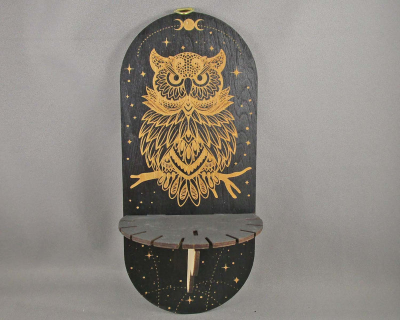 Owl Wall-Mounted Crystal & Pendulum Decorative Shelf 1pc H008-2