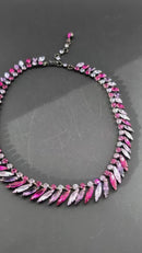 VERY RARE!  Sherman Crystal Necklace Pink Fuchsia, Purple & Faux Alexandrite