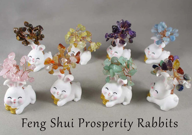 Feng Shui Prosperity Rabbit Bunny Tree (Various Gemstones)