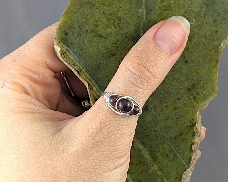 Garnet Wire Wrapped Ring 1pc (Custom Sizes)