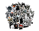 Black Animals Sticker Pack - Waterproof PVC Stickers 50pc
