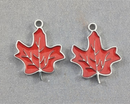 Enamel Maple Leaf Charm Stainless Steel  2pcs (C481)
