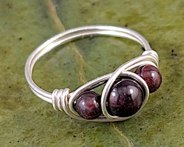 Garnet Wire Wrapped Ring 1pc (Custom Sizes)