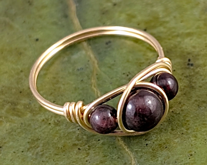 Garnet Wire Wrapped Ring 1pc (Custom Sizes)