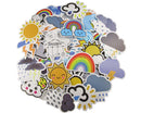 Sunshine & Weather Sticker Pack - Waterproof PVC Stickers 50pc J110