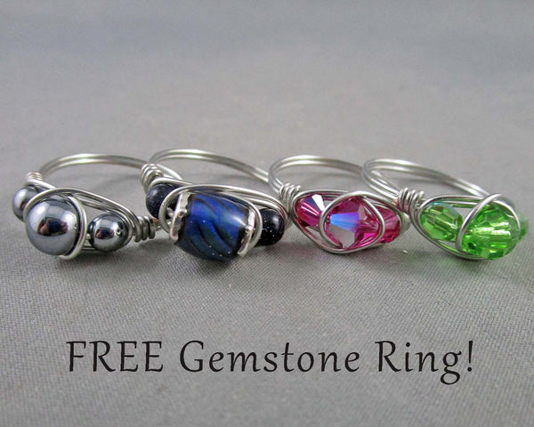FREE Gemstone Wire Wrap Ring with Purchase!