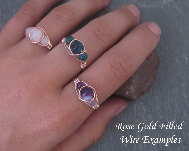 Rose Quartz Wire Wrapped Ring 1pc (Custom Sizes)