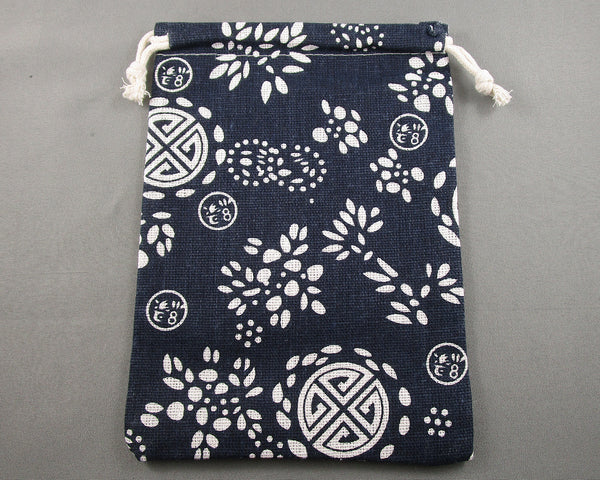 Blue and White Cotton Bag for Gemstones 18x13cm 1pc (3078)