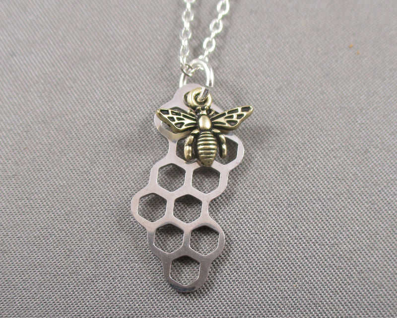 Honeycomb Bee Necklace 1pc