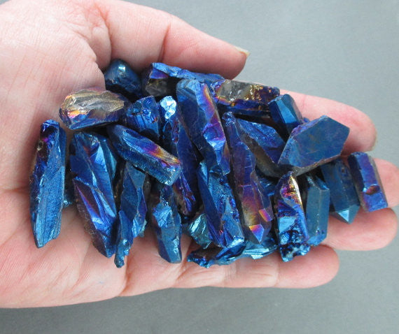 Peacock Blue Quartz Crystal Points